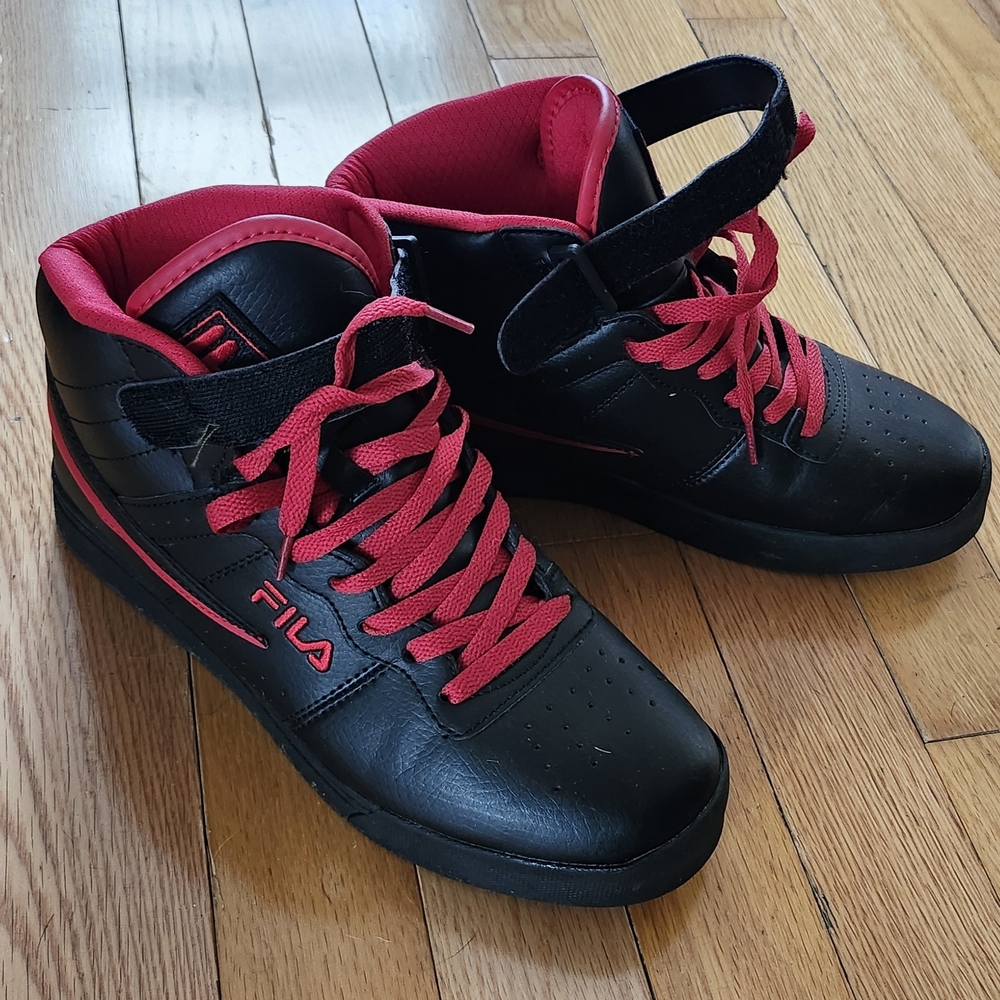 FILA Black and Red High-Top Sneakers